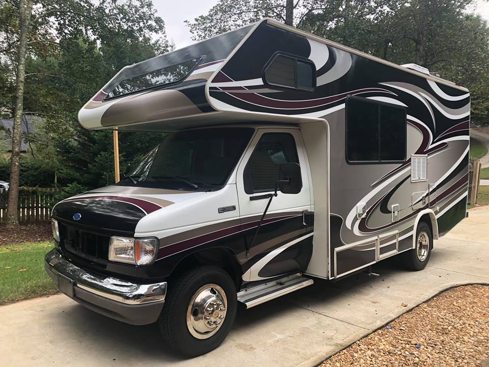 Custom RV full wrap with flowing graphics